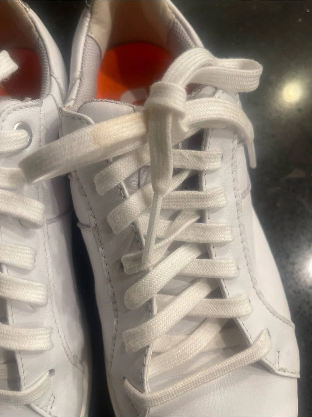FootJoy White Leather Sneakers with Orange Insoles